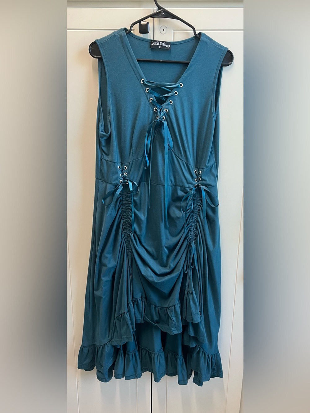 Women's Teal Drawstring Ruched Skirt